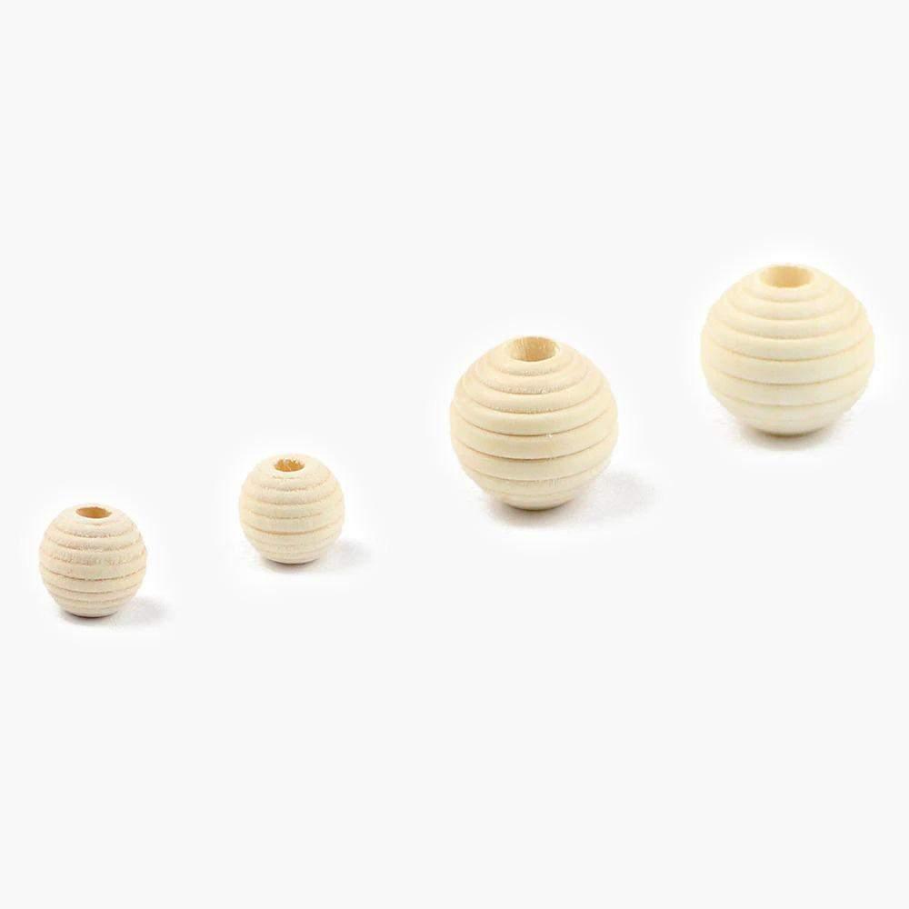Unfinished beehive wood beads, Thread wooden large hole Spacer Eco-Friendly Natural Color Woods Bead Lead-Free Ball DIY 30PCS 12mm, 20mm 