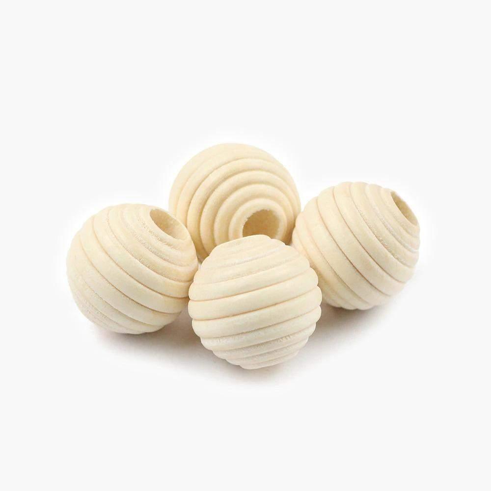Unfinished beehive wood beads, Thread wooden large hole Spacer Eco-Friendly Natural Color Woods Bead Lead-Free Ball DIY 30PCS 12mm, 20mm 