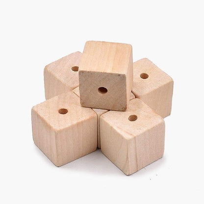 Unfinished Natural tree Cube Wooden Bead Square Loose Beads 12-30mm 30pcs 