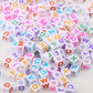 White and mixed Letter Cube Beads 6mm Alphabet plastic Carved Square Symbo Beads, 100pcs 