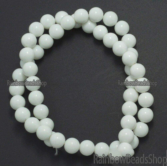 White Coated Czech Glass Pearl Smooth Round Beads, 4-16mm 