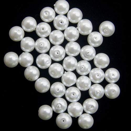 White Czech Glass Pearl Round Beads, 100pcs for all size - 3-14mm 