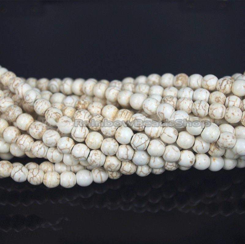White Howlite Round beads 2-12mm, 16'' strand 