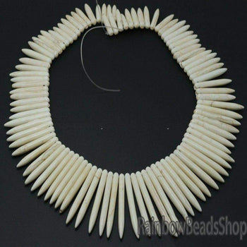 White Howlite Stick Spike Beads, 20x48mm 16'' strand 