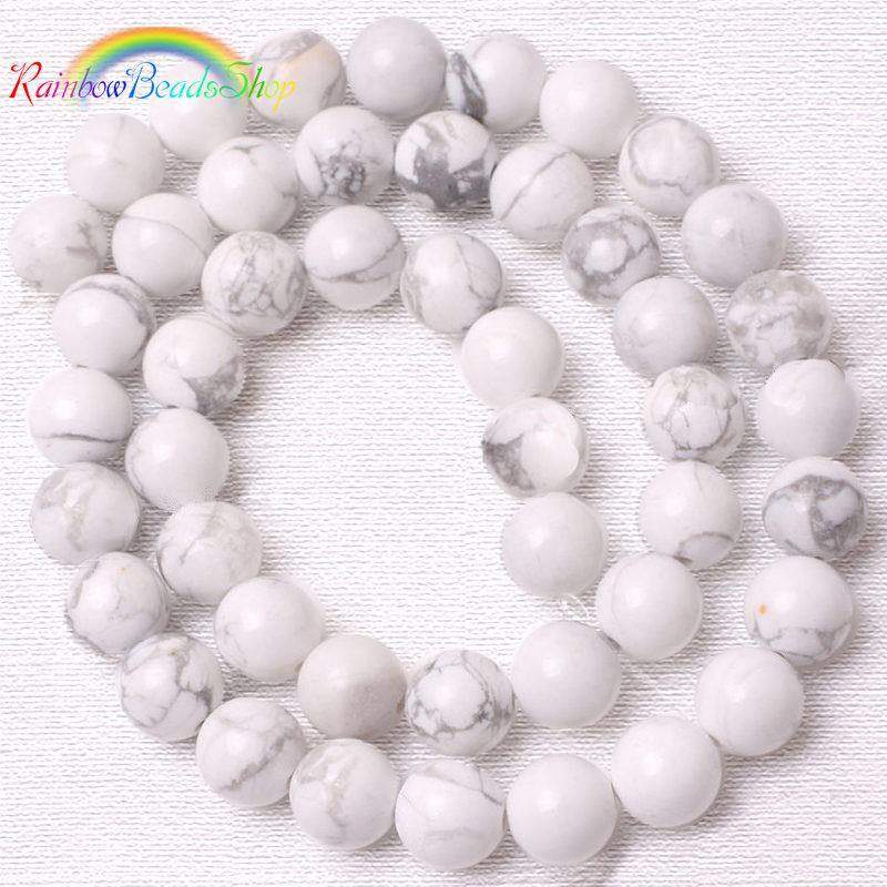 Natural White Howlite Turquoise Faceted Round Beads Strand 15 6mm 8mm 10mm  12mm
