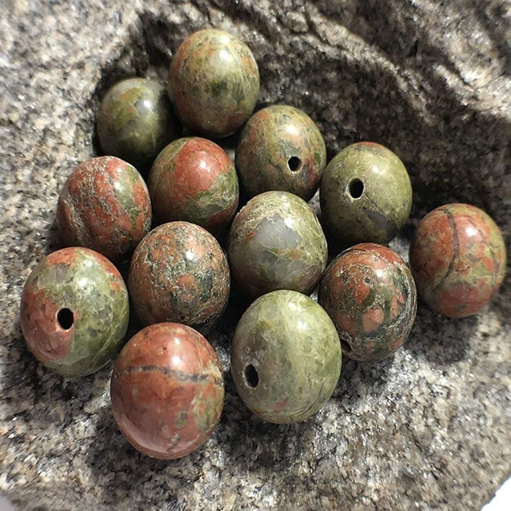 Wholesale Natural Green Red Unakite beads, Round Gemstone 4-12mm, 15.5'' strand 