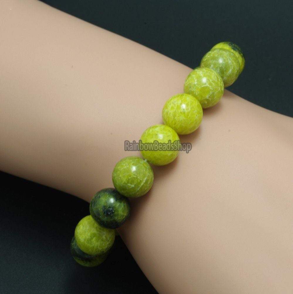Yellow turquoise gemstone stretch bracelet, 4-12mm